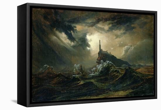 Stormy Sea with Lighthouse-Karl Blechen-Framed Stretched Canvas