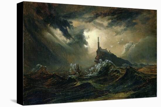 Stormy Sea with Lighthouse-Karl Blechen-Stretched Canvas