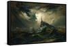 Stormy Sea with Lighthouse-Karl Blechen-Framed Stretched Canvas