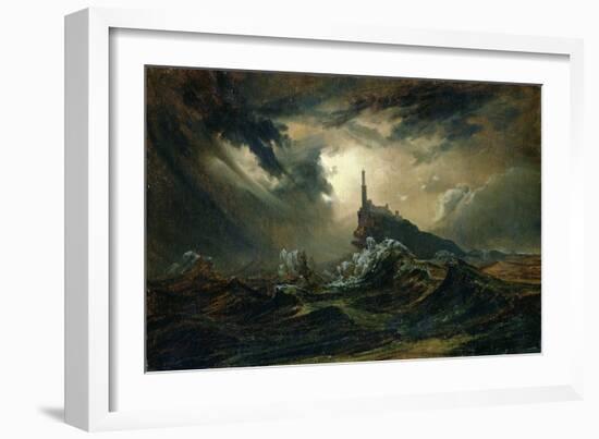 Stormy Sea with Lighthouse-Karl Blechen-Framed Giclee Print