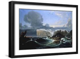 Stormy Seas by the Cliffs, 1845-Peder Balke-Framed Premium Giclee Print