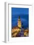 Stormy Skies over town of Cesky Krumlov in the Czech Republic-Chuck Haney-Framed Photographic Print