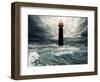 Stormy Sky Over Flooded Lighthouse-NejroN Photo-Framed Art Print