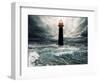 Stormy Sky Over Flooded Lighthouse-NejroN Photo-Framed Art Print