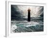 Stormy Sky Over Flooded Lighthouse-NejroN Photo-Framed Art Print