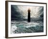 Stormy Sky Over Flooded Lighthouse-NejroN Photo-Framed Art Print