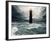 Stormy Sky Over Flooded Lighthouse-NejroN Photo-Framed Art Print