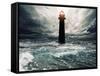 Stormy Sky Over Flooded Lighthouse-NejroN Photo-Framed Stretched Canvas