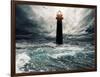 Stormy Sky Over Flooded Lighthouse-NejroN Photo-Framed Art Print