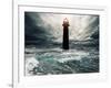 Stormy Sky Over Flooded Lighthouse-NejroN Photo-Framed Art Print