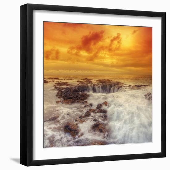 Stormy Sunset at Thor's Well, Oregon Coast-Vincent James-Framed Photographic Print