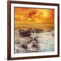 Stormy Sunset at Thor's Well, Oregon Coast-Vincent James-Framed Photographic Print