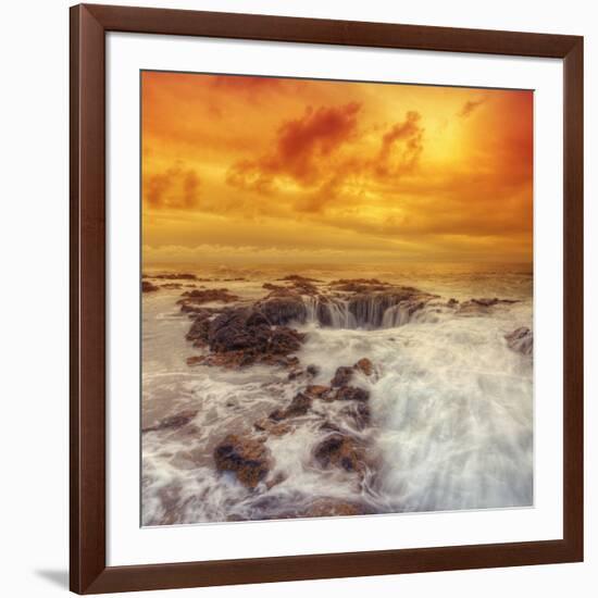 Stormy Sunset at Thor's Well, Oregon Coast-Vincent James-Framed Photographic Print