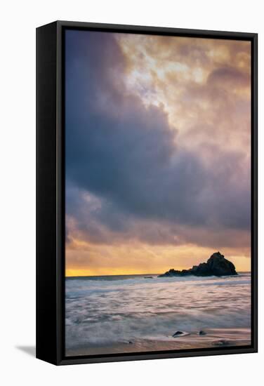 Stormy Sunset Skies at Big Sur, Pfieffer Beach, California Coast-Vincent James-Framed Stretched Canvas