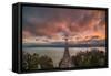 Stormy Sunset Sky at Bay Bridge, San Francisco-null-Framed Stretched Canvas