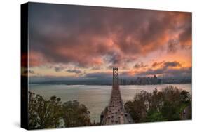 Stormy Sunset Sky at Bay Bridge, San Francisco-null-Stretched Canvas