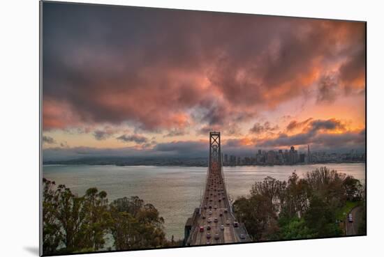 Stormy Sunset Sky at Bay Bridge, San Francisco-null-Mounted Photographic Print