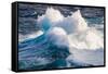 Stormy waves off the East Oahu coast, Hawaii-Mark A Johnson-Framed Stretched Canvas