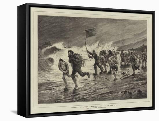 Stormy Weather, Making Signals to the Wreck-Maurice Poirson-Framed Stretched Canvas