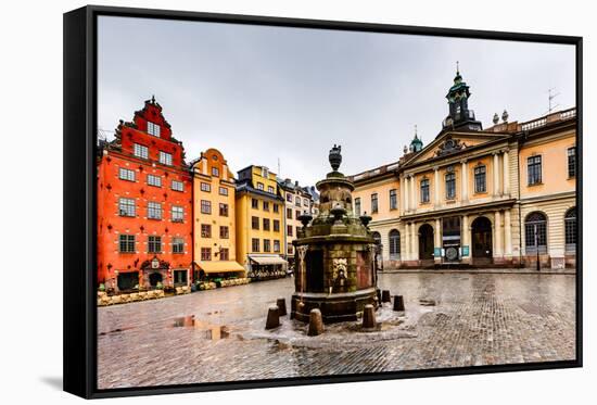 Stortorget in Old City (Gamla Stan), the Oldest Square in Stockholm, Sweden-anshar-Framed Stretched Canvas
