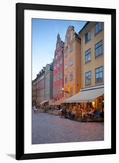 Stortorget Square Cafes at Dusk, Gamla Stan, Stockholm, Sweden, Scandinavia, Europe-Frank Fell-Framed Photographic Print