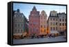 Stortorget Square Cafes at Dusk, Gamla Stan, Stockholm, Sweden, Scandinavia, Europe-Frank Fell-Framed Stretched Canvas