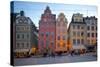 Stortorget Square Cafes at Dusk, Gamla Stan, Stockholm, Sweden, Scandinavia, Europe-Frank Fell-Stretched Canvas