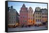 Stortorget Square Cafes at Dusk, Gamla Stan, Stockholm, Sweden, Scandinavia, Europe-Frank Fell-Framed Stretched Canvas