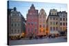 Stortorget Square Cafes at Dusk, Gamla Stan, Stockholm, Sweden, Scandinavia, Europe-Frank Fell-Stretched Canvas