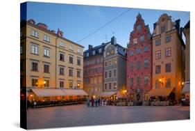 Stortorget Square Cafes at Dusk, Gamla Stan, Stockholm, Sweden, Scandinavia, Europe-Frank Fell-Stretched Canvas