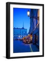 Stortorget Square Cafes at Dusk, Gamla Stan, Stockholm, Sweden, Scandinavia, Europe-Frank Fell-Framed Photographic Print