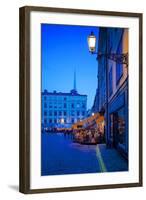 Stortorget Square Cafes at Dusk, Gamla Stan, Stockholm, Sweden, Scandinavia, Europe-Frank Fell-Framed Photographic Print