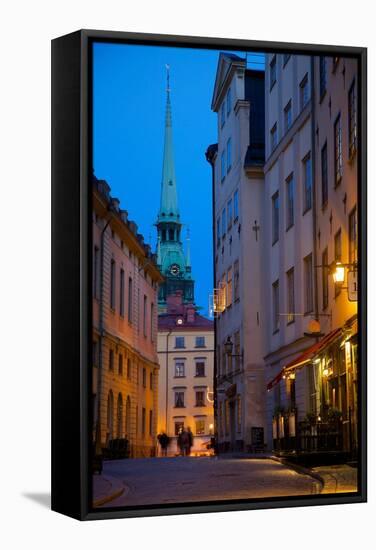 Stortorget Square Cafes at Dusk, Gamla Stan, Stockholm, Sweden, Scandinavia, Europe-Frank Fell-Framed Stretched Canvas