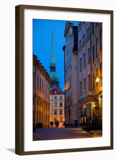 Stortorget Square Cafes at Dusk, Gamla Stan, Stockholm, Sweden, Scandinavia, Europe-Frank Fell-Framed Photographic Print