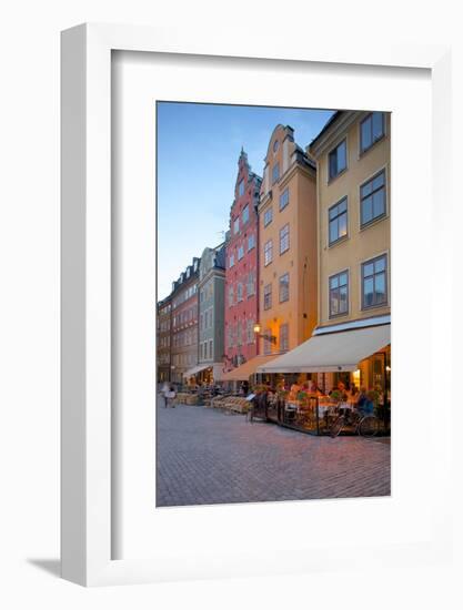 Stortorget Square Cafes at Dusk, Gamla Stan, Stockholm, Sweden, Scandinavia, Europe-Frank Fell-Framed Photographic Print