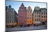 Stortorget Square Cafes at Dusk, Gamla Stan, Stockholm, Sweden, Scandinavia, Europe-Frank Fell-Mounted Photographic Print