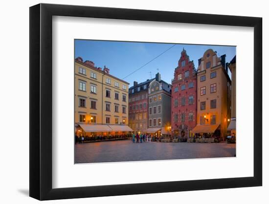 Stortorget Square Cafes at Dusk, Gamla Stan, Stockholm, Sweden, Scandinavia, Europe-Frank Fell-Framed Photographic Print