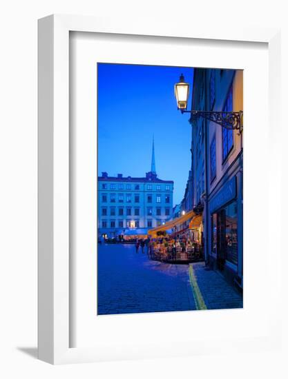 Stortorget Square Cafes at Dusk, Gamla Stan, Stockholm, Sweden, Scandinavia, Europe-Frank Fell-Framed Photographic Print