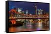 Story Bridge and Brisbane city skyline after dark, Queensland, Australia, Pacific-Andrew Michael-Framed Stretched Canvas