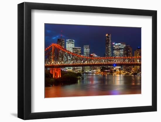 Story Bridge and Brisbane city skyline after dark, Queensland, Australia, Pacific-Andrew Michael-Framed Photographic Print