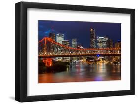 Story Bridge and Brisbane city skyline after dark, Queensland, Australia, Pacific-Andrew Michael-Framed Photographic Print