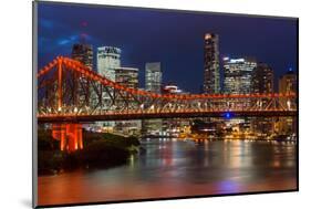 Story Bridge and Brisbane city skyline after dark, Queensland, Australia, Pacific-Andrew Michael-Mounted Photographic Print