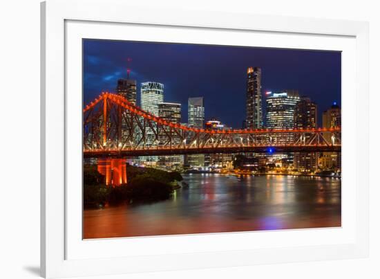 Story Bridge and Brisbane city skyline after dark, Queensland, Australia, Pacific-Andrew Michael-Framed Photographic Print