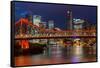 Story Bridge and Brisbane city skyline after dark, Queensland, Australia, Pacific-Andrew Michael-Framed Stretched Canvas