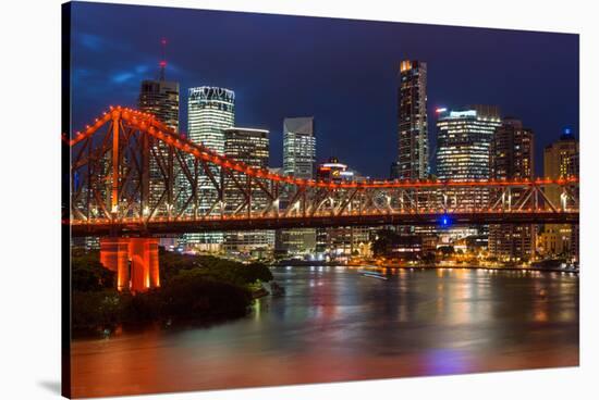 Story Bridge and Brisbane city skyline after dark, Queensland, Australia, Pacific-Andrew Michael-Stretched Canvas