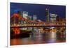 Story Bridge and Brisbane city skyline after dark, Queensland, Australia, Pacific-Andrew Michael-Framed Photographic Print