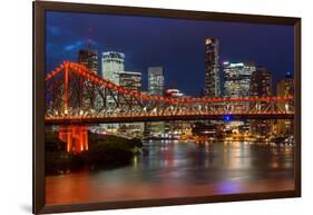 Story Bridge and Brisbane city skyline after dark, Queensland, Australia, Pacific-Andrew Michael-Framed Photographic Print