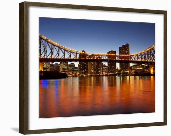 Story Bridge and Brisbane River, Brisbane, Queensland, Australia-David Wall-Framed Photographic Print