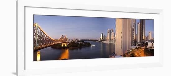 Story Bridge, Kangaroo Point, Brisbane River and City Centre at Dawn, Brisbane, Queensland, Austral-Nick Servian-Framed Photographic Print
