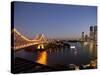 Story Bridge, Kangaroo Point, Brisbane River and City Centre at Night, Brisbane, Queensland, Austra-Nick Servian-Stretched Canvas